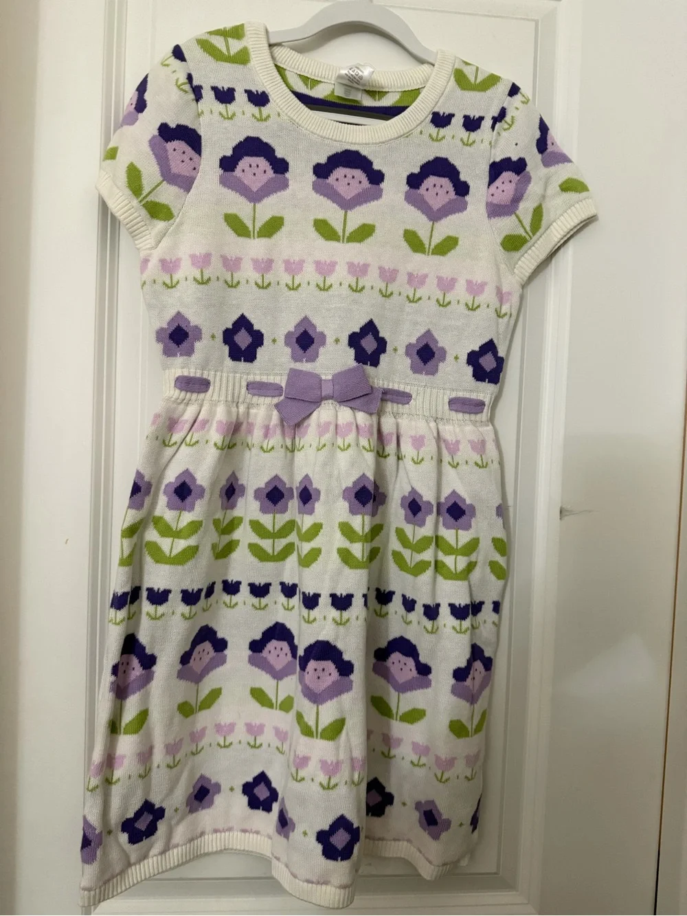 Gymboree Girls Floral Knit Dress with Bow - Lavender & Green size 10 NWT
